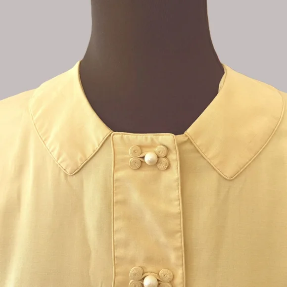 Dynasty for Ambrosine Yellow Silk Pencil Dress Vintage 12 - Picture 7 of 11